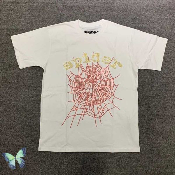 

foam print sp5der 555555 t-shirt spider web pattern tees men women clothing 0312, White;black