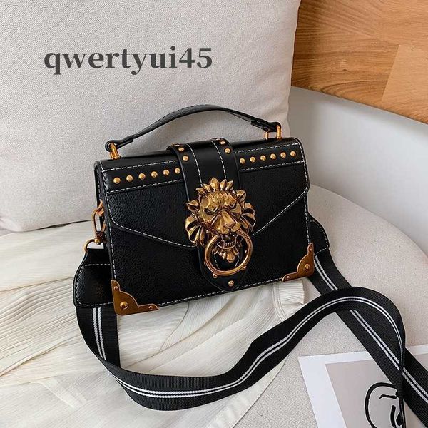 

qwertyui879 totes female fashion handbags popular girls crossbody bags totes woman metal lion head brand shoulder purse mini square messenge