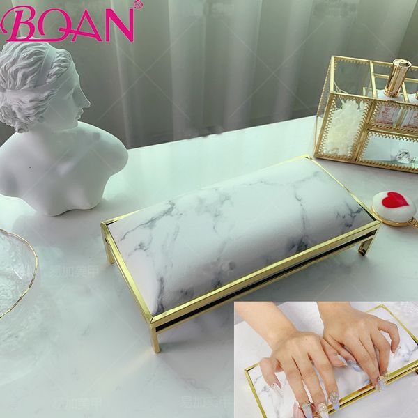 

Rests BQAN PU Leather Marble Table Nail Pillow Supportable Desktop Hand Cushion Manicure Art Rest Salon Tools 230311, White