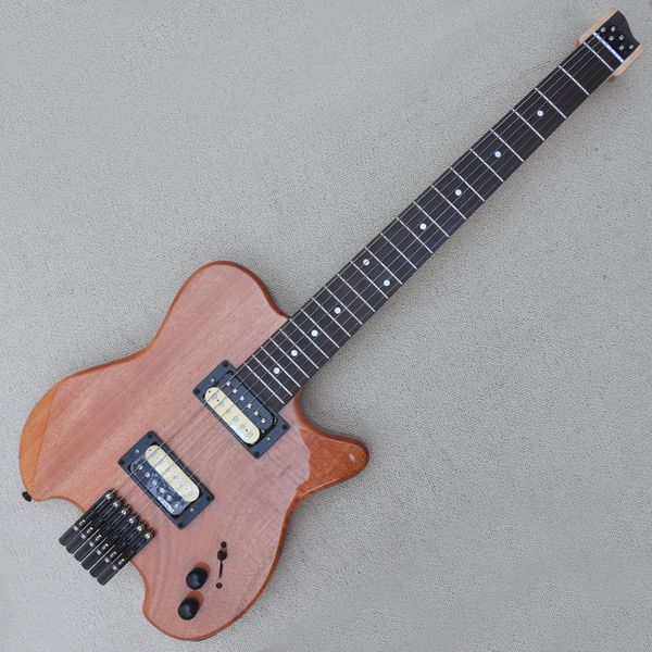 

factory custom 6 strings headless electric guitar with mahogany body rosewood fretboard black hardwares hh pickups can be customized