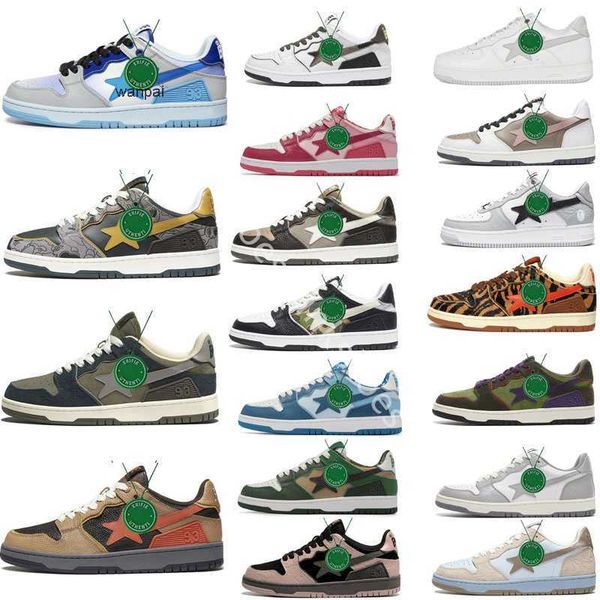 

white bapesta sk8 shoes mens womens platform trainers camo stars black green red yellow text code camo - grey purple venom sneakers size 11
