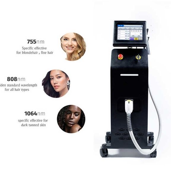 

tripo wavelength diode laser machine 755 808 1064 laser hair removal 808nm diode laser beauty equipment for clinic and salon use, Black