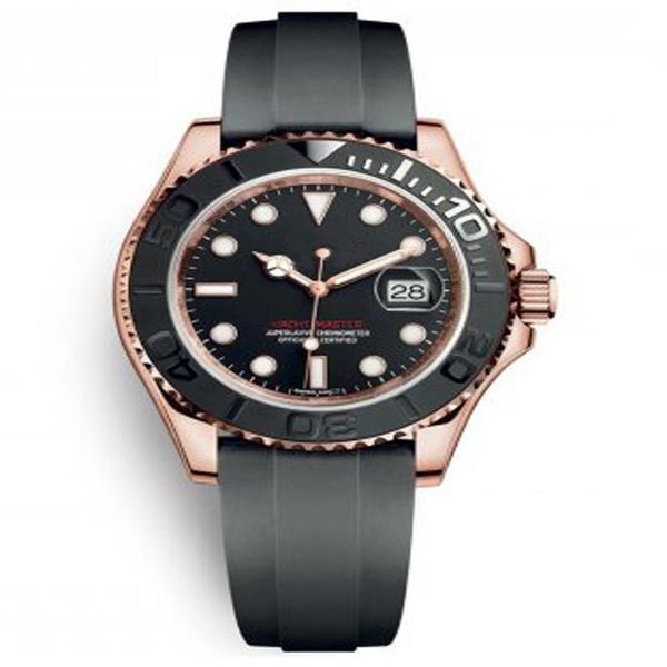 

r rose gold black dial two-way rotating rubber strap automatic mechanical men's stainless steel watch333w, Slivery;brown