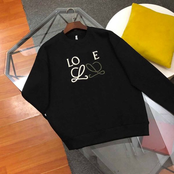 

designer luxury loes classic ceiling quality embroidered round neck sweater spring autumn style without plush for men and women, Black