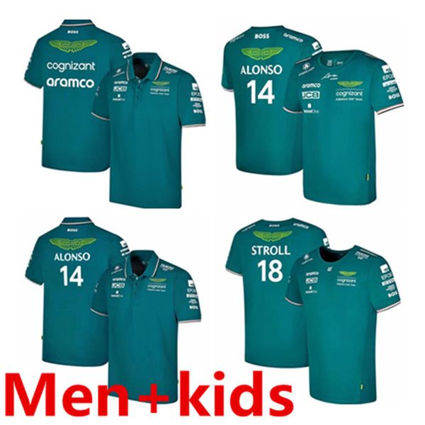 

t-shirts aston martin jerseys t-shirt amf1 2022 2023 kids men official boys girls fernando alonso t-shirt formula 1 racing suit f1 shirt mot, Black;gray