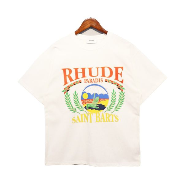 

letter mens t shirts rhude design printing tee cotton round collar loose short sleeve t-shirt fashion men casual print t-shirts style ccgx, White;black
