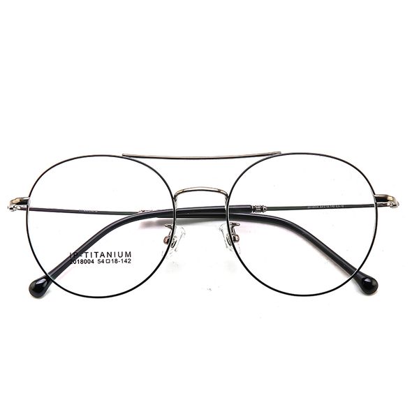 

pure titanium ultra-light retro big round frame glasses men's and women's big face glasses only 6g fashion personality korean vers, Silver