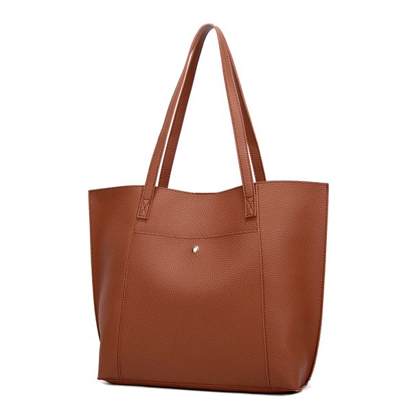 

fashion versatile shopping bag women's handbag solid pu shoulder bag