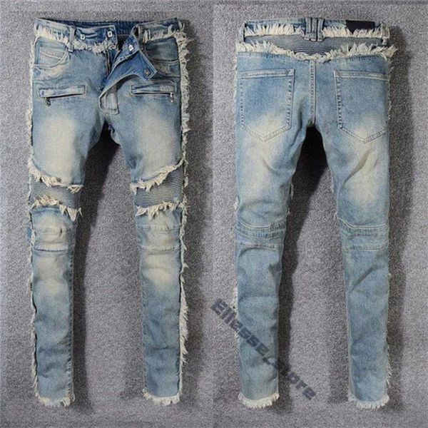 

23 new men's jeans mens designer jeans distressed ripped biker slim fit motorcycle bikers denim for men s fashion kdhf, Blue