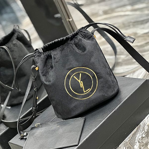 

designer handbags leather bucket bags shoulder bag golden letter y cross body drawstring bags new women's fashion cowhide rope handbag