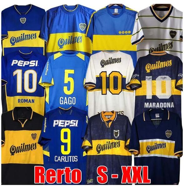 

84 95 96 97 98 boca juniors retro soccer jersey maradona roman caniggia riquelme 1997 2002 palermo football shirts maillot camiseta de futbo, Black;yellow