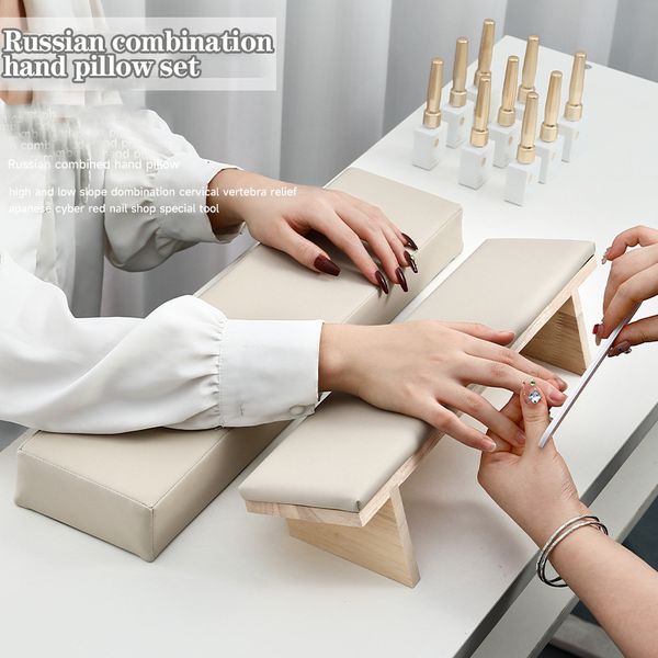 

hand rests angnya solid wood beveled nail art hand pillow set manicure table hand cushion pillow holder arm rests nail art stand 2pcs kit 23