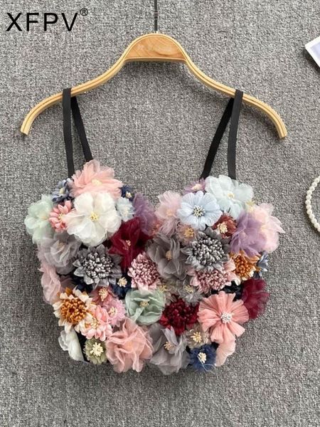 

women's tanks camis xfpv autumn summer fashion red flower sleeveless trend color y2k vest short suspender tank women sm2151 230311, White