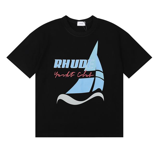 

2023 rhude men t shirt cotton short sleeved fashion women sleeve us size s-2xl brand clothes c5ym, White;black