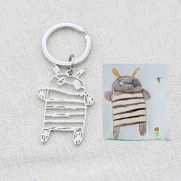 

chain customized children drawing necklace kids artwork personalized custom po pendant jewelry gift 230313, Black