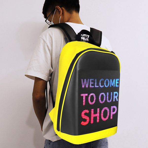 

school bags led display screen backpack business travel lapbag smart wireless wifi app control multi function for women men 230313