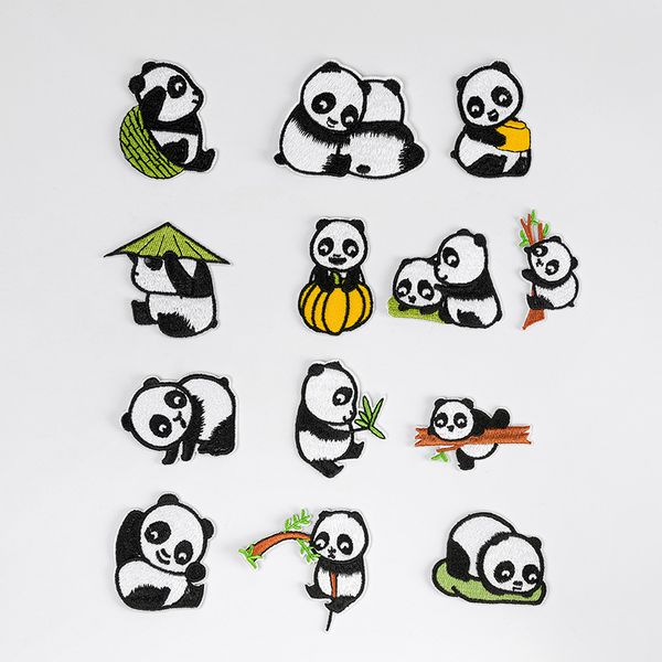 

notions cute panda delicate embroidered patches decorative animal iron on patch sew on applique for clothes jeans dress hat arts crafts, Black