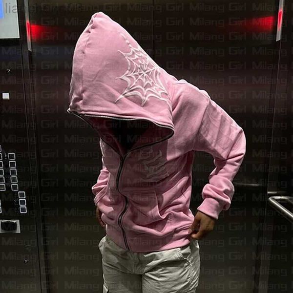 

men's hoodies sweatshirts zip hoodie spider web men print gothic punk sweatshirt women hoodies sport coat pullover long sleeve oversize, Black