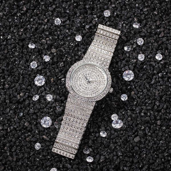 

watch new watch men's diamond full sky star hip hop quartz watch trendy cool fashion versatile watch, Slivery;golden