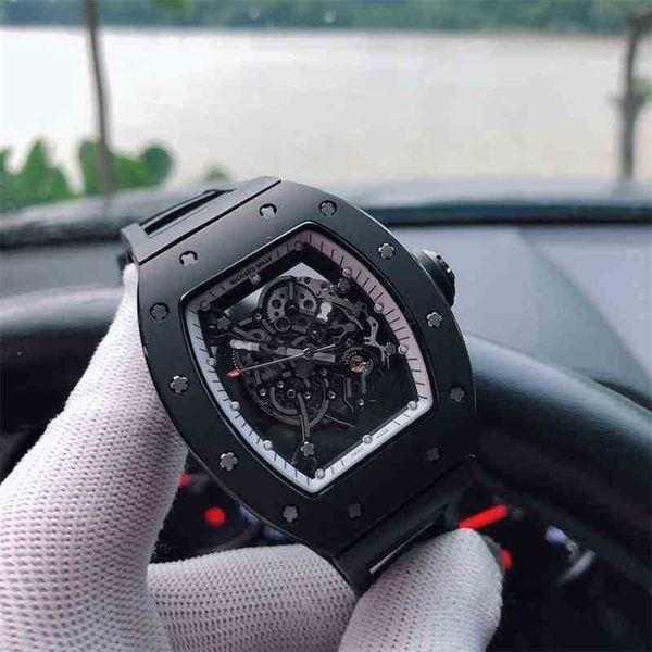 

watches for mens mechanical watch richa mill luxury rm035 fully automatic movement sapphire mirror rubber watchband swiss brands high qualit, Slivery;black