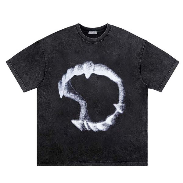 

men's plus tees fashion oversized print washed short sleeve hip hop streetwear t-shirt cotton tee, Black;brown