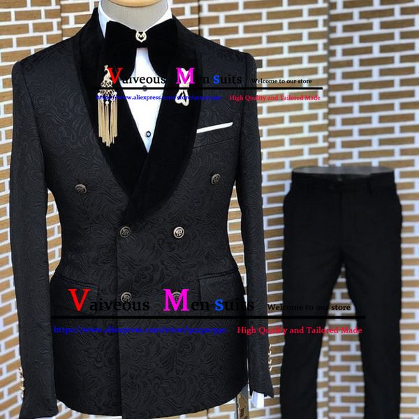 

men's suits blazers luxury black jacquard men suit slim fit double breasted wedding suits for men formal prom suits tuxedo 3 pieces bla, White;black