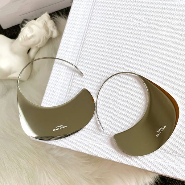 

stud europe brand silver half round earrings women luxury jewelry designer runway party goth boho trend 230313, Golden;silver