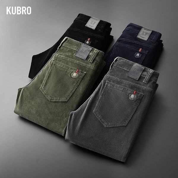 

mens pants kubro england style casual wide leg pants men 2023 spring summer business fashion comfortable jeans trousers 230313, Black