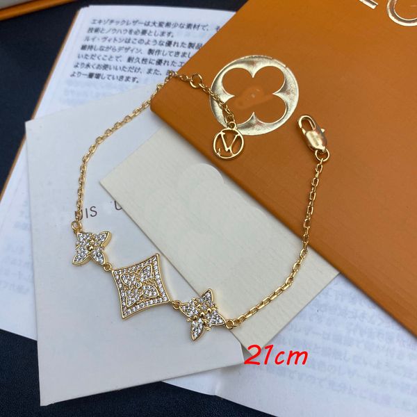 

designer letter bracelets chains classic never fade women bangle 18k gold plated brass copper inlay rhinestone lovers gift wristband cuff ch, Black