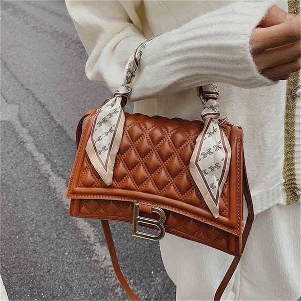 

handbag 2023 fashion women's bag leather quality handbag diagonal cross red square lattice embroidered thread chain bag