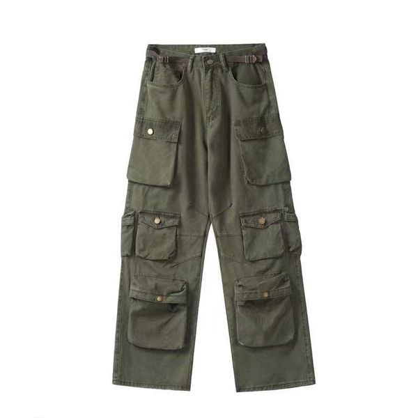 

american mens pants multi-pocket new style straight overalls loose hip hop style spring and autumn womens pants asian size s-3xl, Black