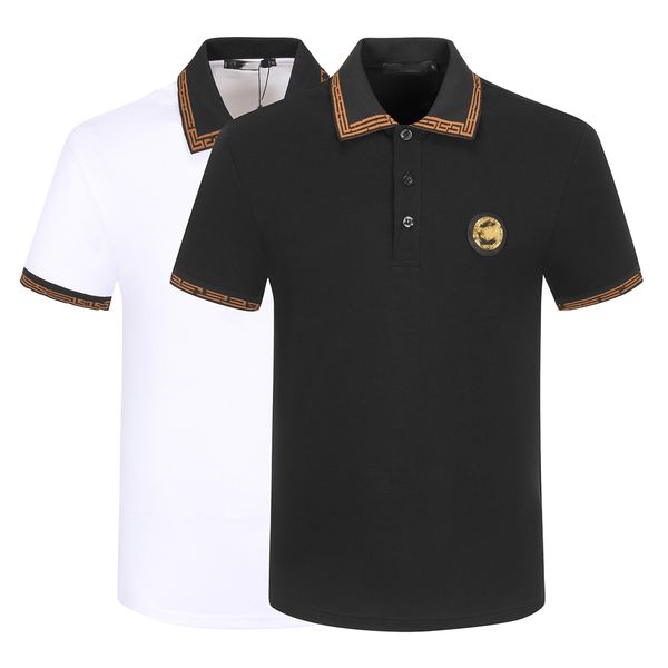 

men's polo shirt golf shirt designer cotton smooth hoop interlock anti-wrinkle casual shirt simple fashion slim lapel polo shirt size m, White;black