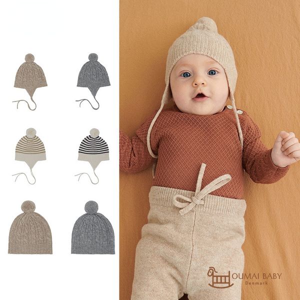 

caps hats children hat winter fashion fub brand girls striped baby caps for boys hats warm knitted baby wool cap elasticity 0-4y 230313, Yellow