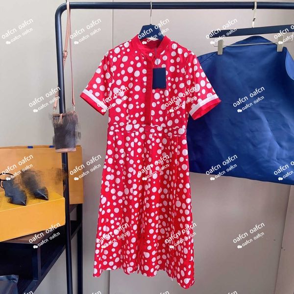 

23ss designer dress women's short sleeve retro fantasy color print dress fashion single breast high waist, Black;gray