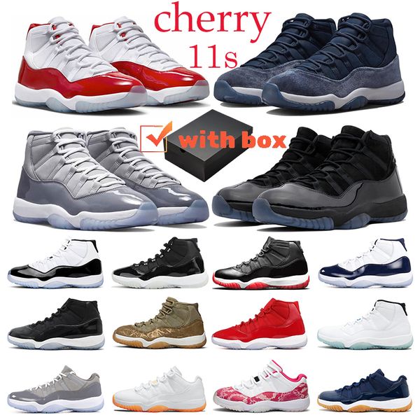 

with box cherry 11 jumpman 11s basketball shoes mens trainers cool grey midnight navy unc gamma blue jubilee jumpman11 womens outdoor sport, Black