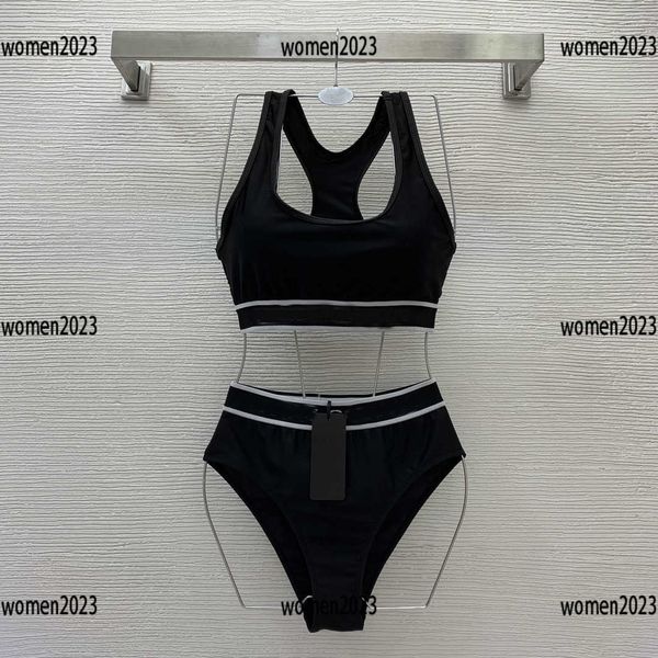 

women swimwear lady bikini girl split swimsuit size s-xllogo webbing panel elastic waistcoat with bra and briefs new arrival mar06, White;black