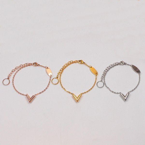 

fashion designer charm bracelet for women luxury jewelry womens gold love necklace links bracelets ladies letter v ornaments bracciale chain, Black
