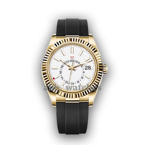 

abb_watches mens watch automatic mechanical sky watches modern business wristwatch round stainless steel rubber watch luxury limited edition, Slivery;brown