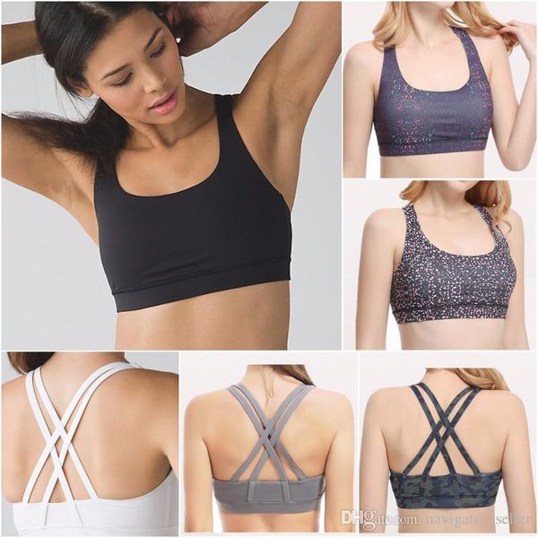 

ll-55 sports bra designer skin-friendly yoga bra full cup quick-dry breathable ll bra shock-proof back cross-strap bra elastic black red ves