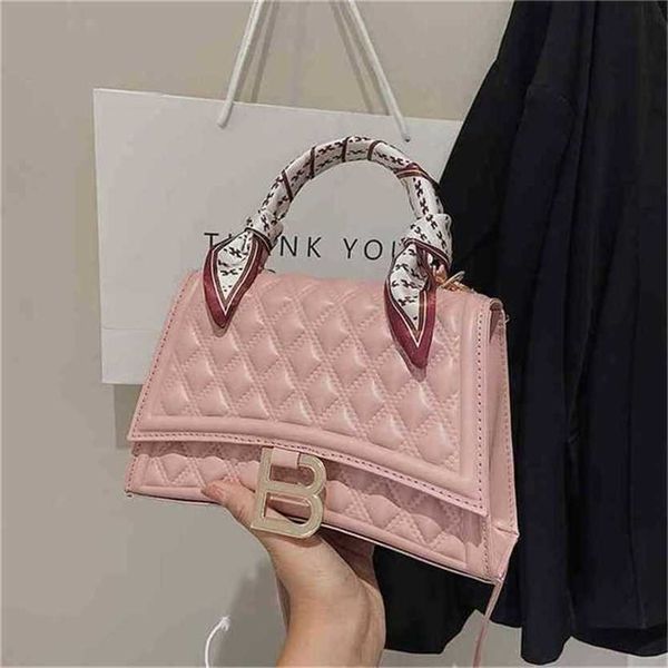 

handbag 2023 fashion women's bag leather quality handbag textured lingge silk scarf messenger bag