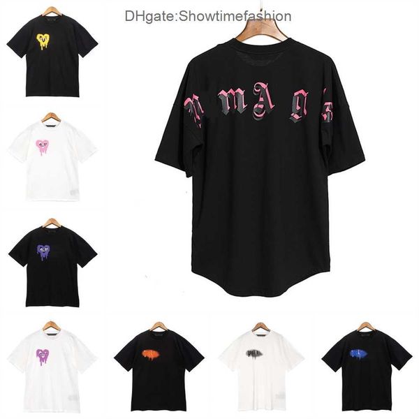 

men's t-shirts chao brand angel letter direct spray printing short sleeve t-shirt palm tree net red youth spring and summer, White;black