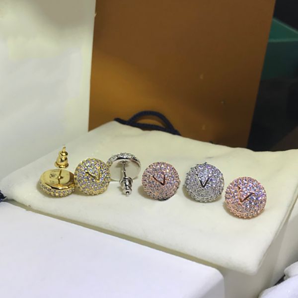 

diamond designer earrings titanium steel studs rose gold silver starry stud earring for women v luxury designers jewelry wedding accessories, Golden;silver