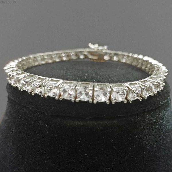 

hip hop link chain cubic zirconia white 18k white gold plated copper tennis chain bracelet jewelry, Silver