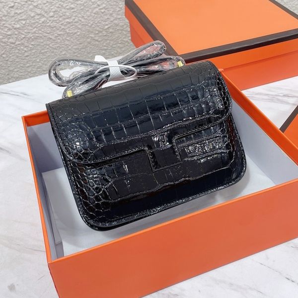 

fashion bag alligator crossbody bag metal logo mini square stewardess bag