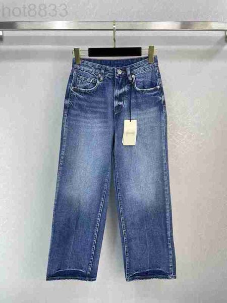 

women's jeans designer 2023 new spring summer fashion panelled straight pants brand same style luxury clothing 2ser, Blue