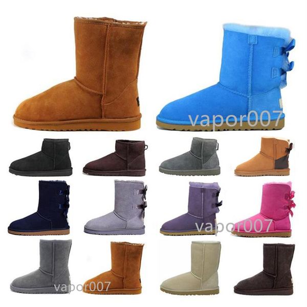 

australia new 2021 chestnut half ankle boots women girls snow boot womens mini bailey bow ii brooch boot class short w classic win333p, Black