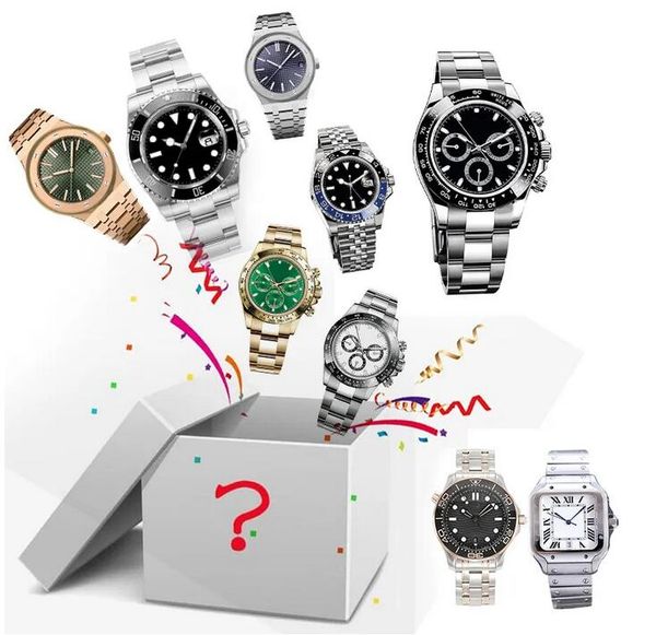 

men's watch 904l stainless steel ladies' watch elegant automatic mechanism gmt watch strap mysterious box blind box gift surprise, Slivery;brown