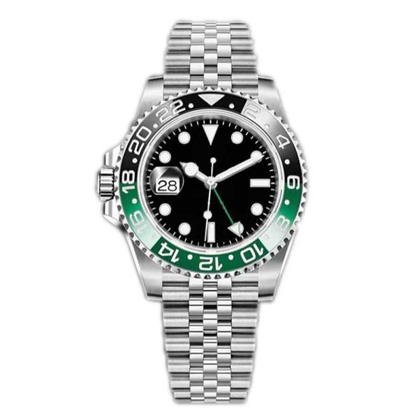 

luxury watch mens sprite left turn green black circle automatic 41 mm stainless steel strap luminous waterproof watches zc, Slivery;black