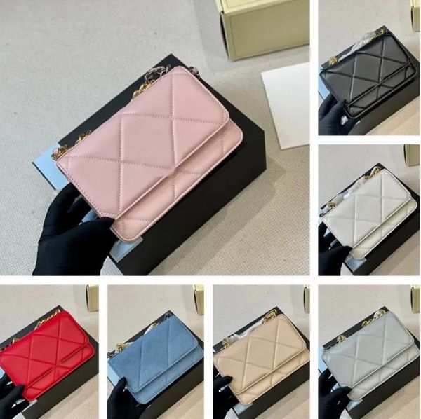 

designer 7a luxury fashion bags women shoulder crossbody bag cc woc disc 19 big quilted leather wallet black suede handbags handbag