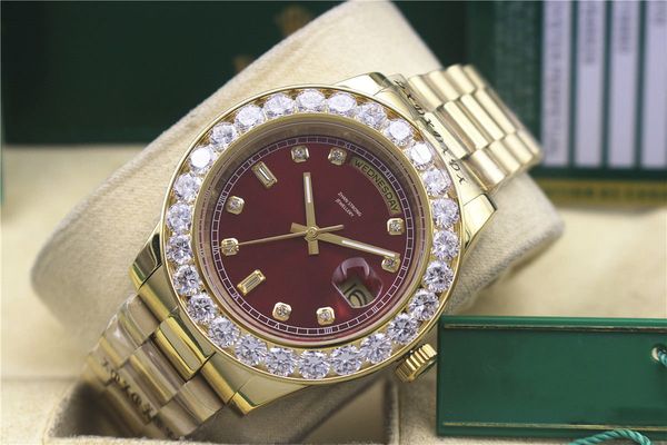 

43mm diamond bezel men's watches automatic mechanical full stainless steel strap mens watches sports fashion waterproof man wristwatch, Slivery;golden